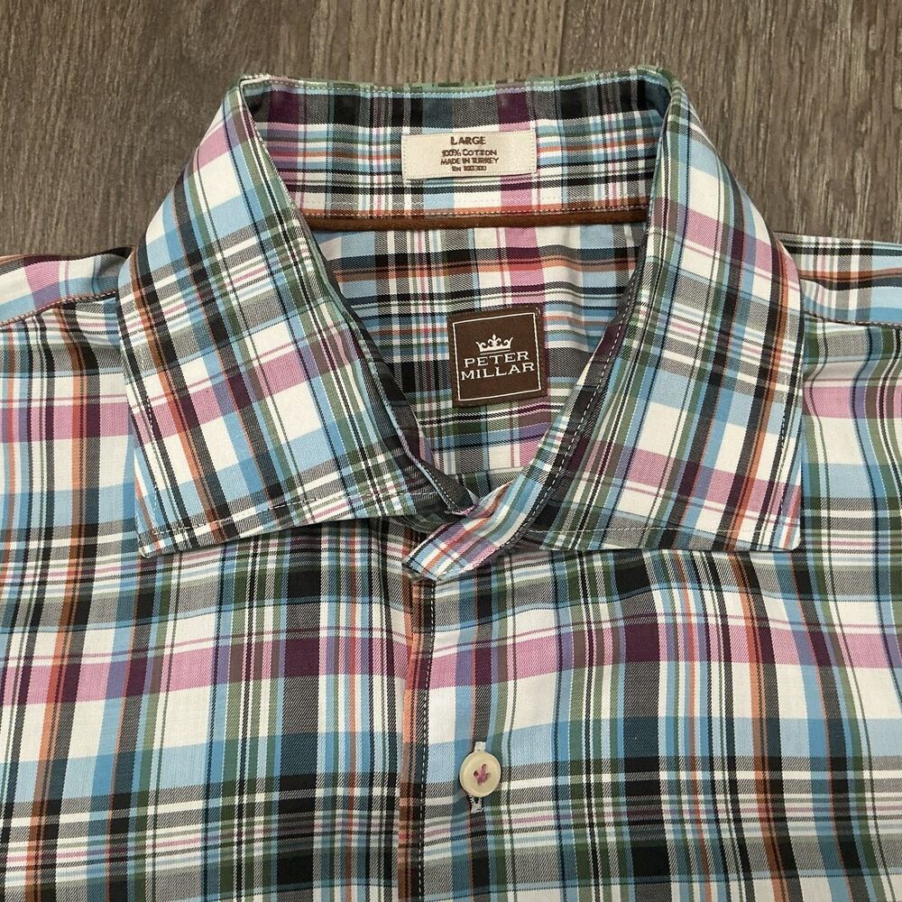 Peter Millar Button Down Shirt Plaid Men’s Size Large
